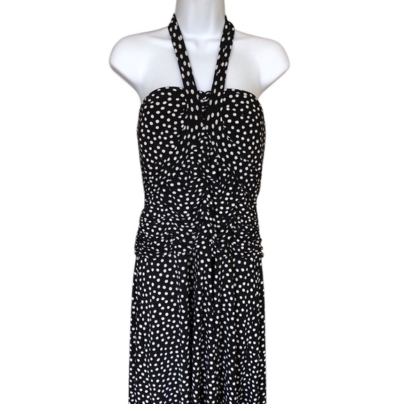 Black &‎ White Polka Dot Anne Klein Strapless or halter Dress SZ 12 EUC - Picture 1 of 7